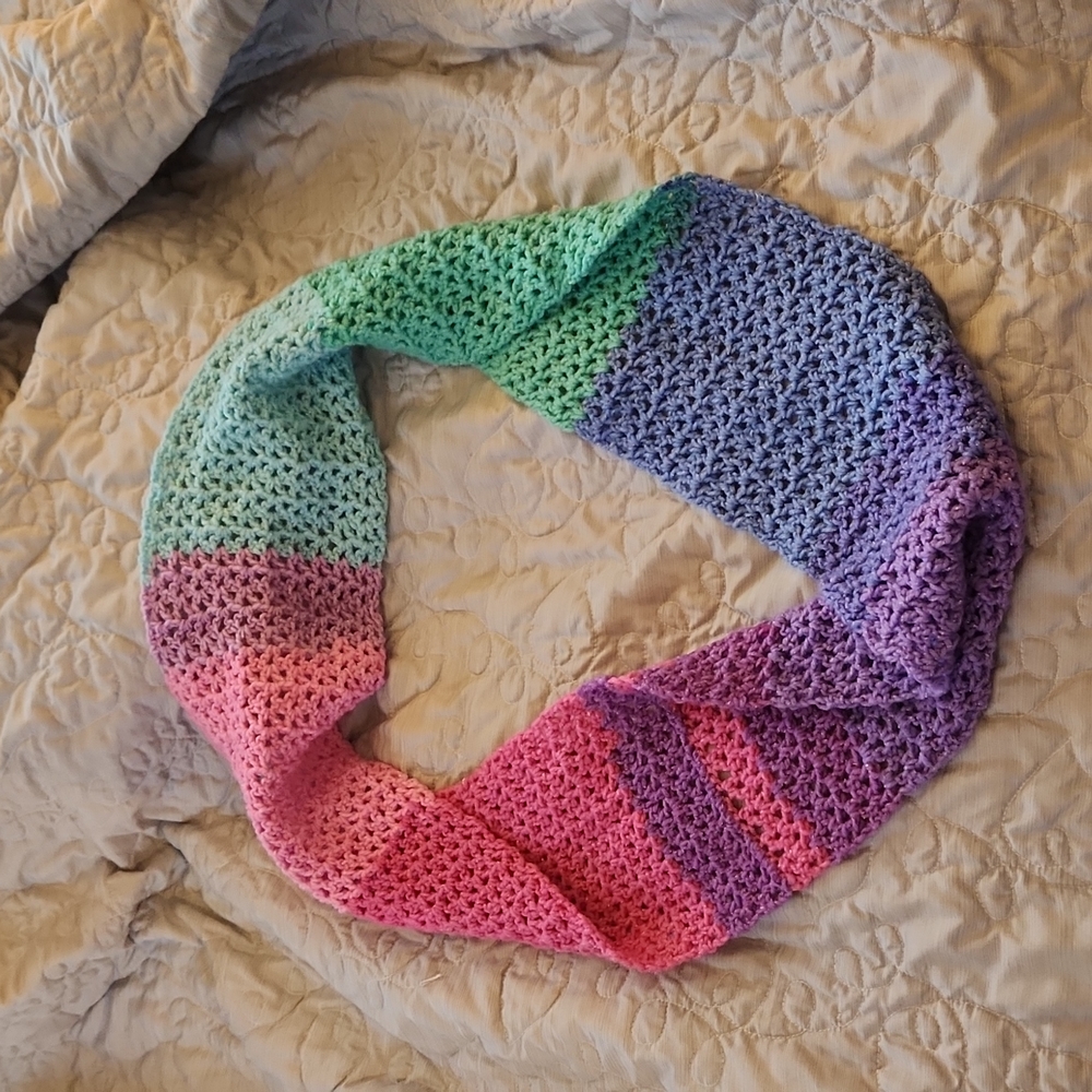 Beautiful Homemade Crocheted Circle Scarf.